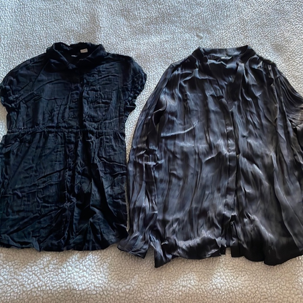 H&M black button up tops